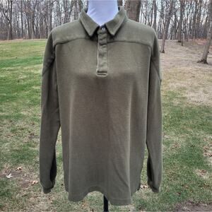 Guide Series Olive Green Sweatshirt with Collar and 1/4 Button Placket size XL